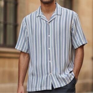 Birch Black Men’s Button Short Sleeve Lightweight Shirt, Striped
